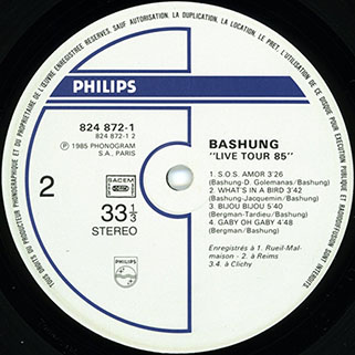 bashung lp live tour 85 press label 2